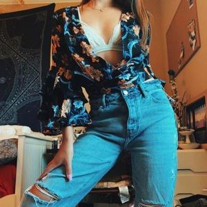 Silky tie up blouse top